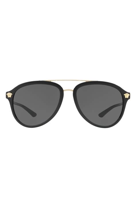 Versace Rock Icons 58mm Aviator Sunglasses In Dark Grey